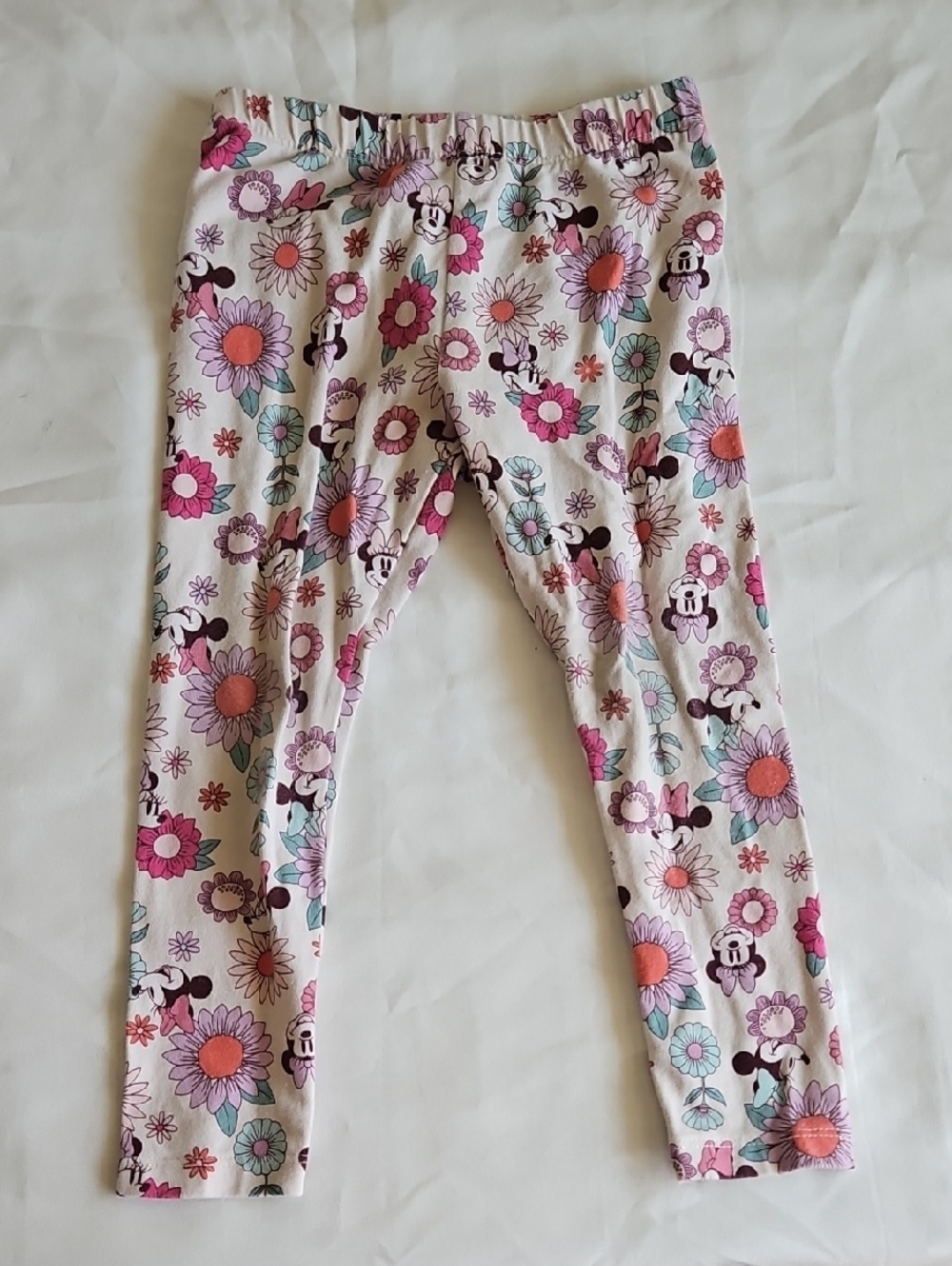 Disney Pink Floral & Cream Girls' Stretch Leggings